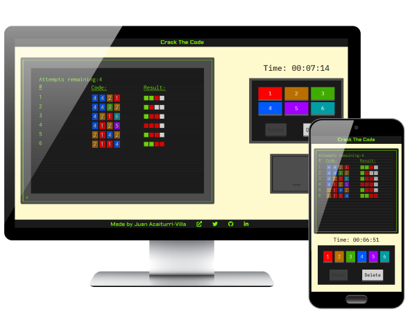 Crack the Code app displayed on desktop and phone