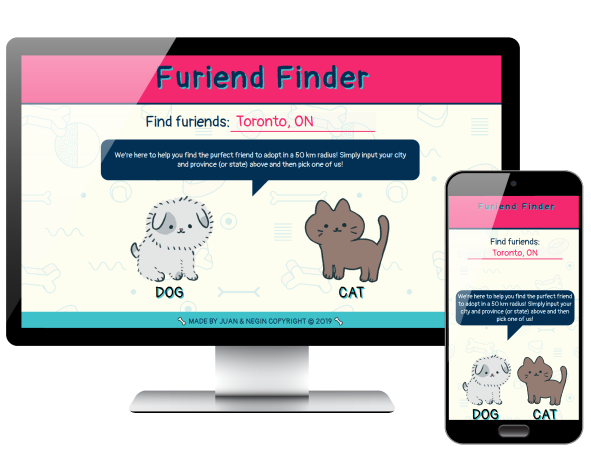 Furiend Finder app displayed on desktop and phone